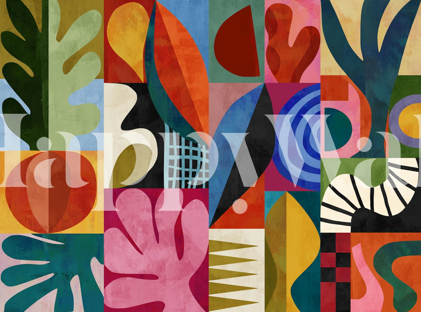 Bold Geometric Botanical Shapes tapeta