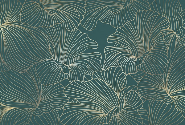 Teal Gold Botanical Linework