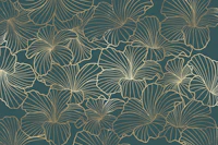Teal Gold Line Hibiscus Blooms wallpaper