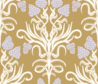Ochre Damask Floral Scroll tapete
