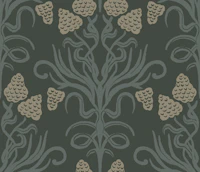 Green Damask Floral Scroll tapete