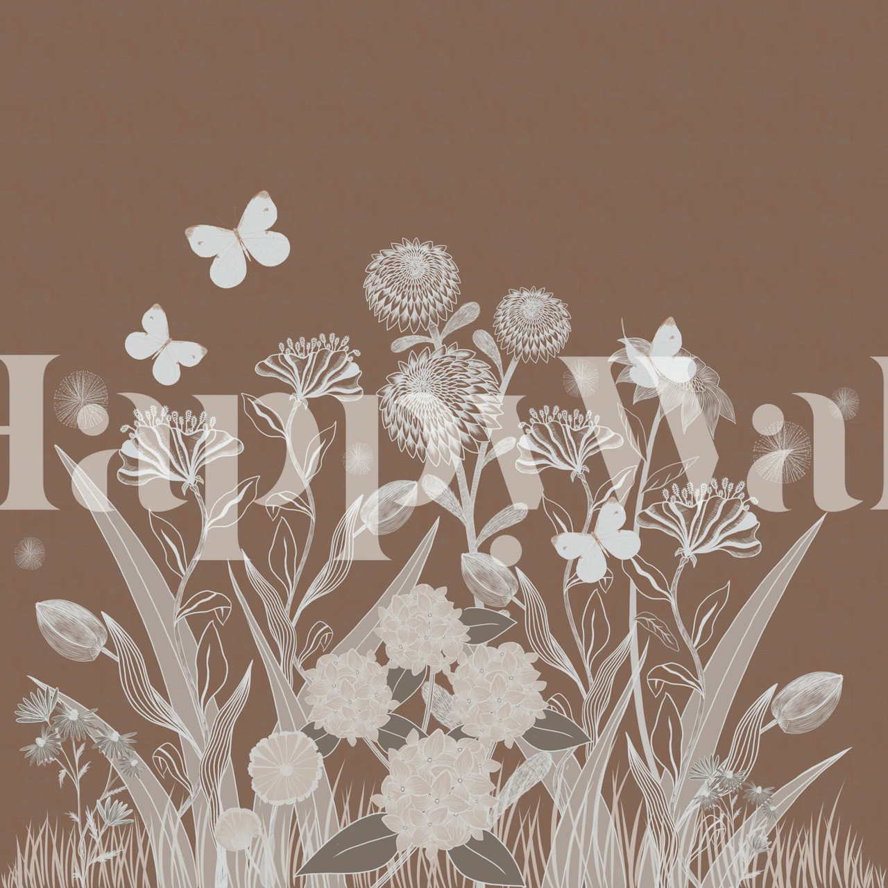 Wildflower wallpaper in a terracotta room