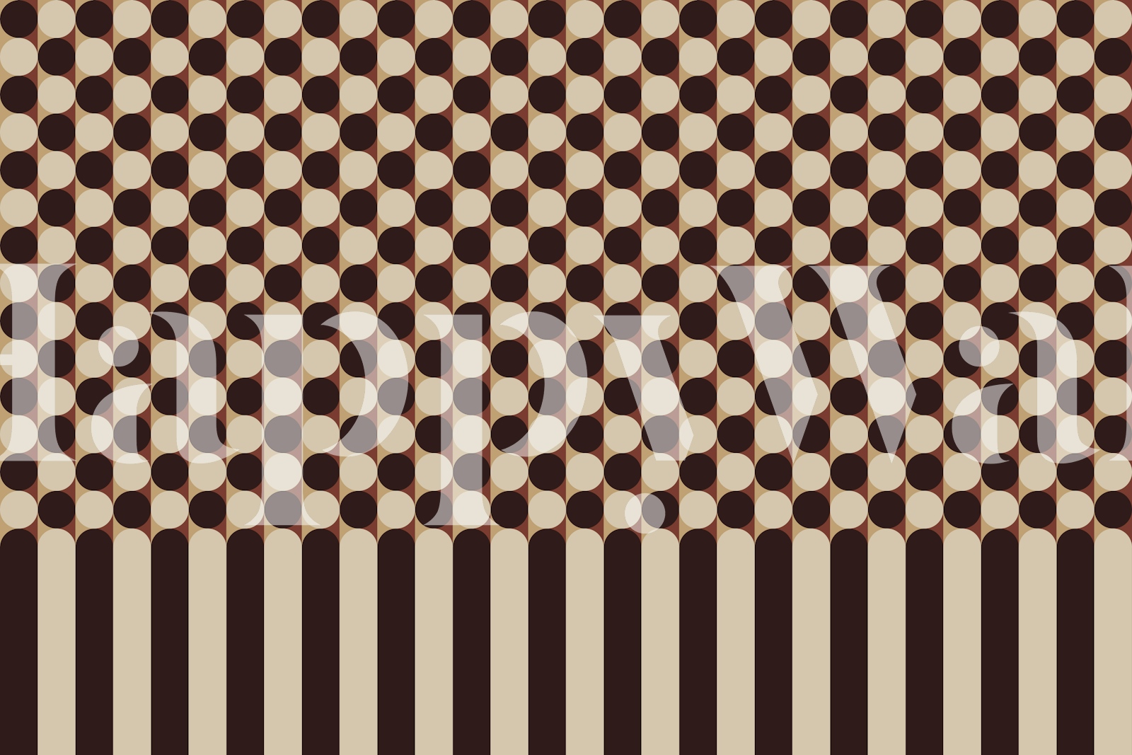 Black and beige dot stripe wallpaper in a room