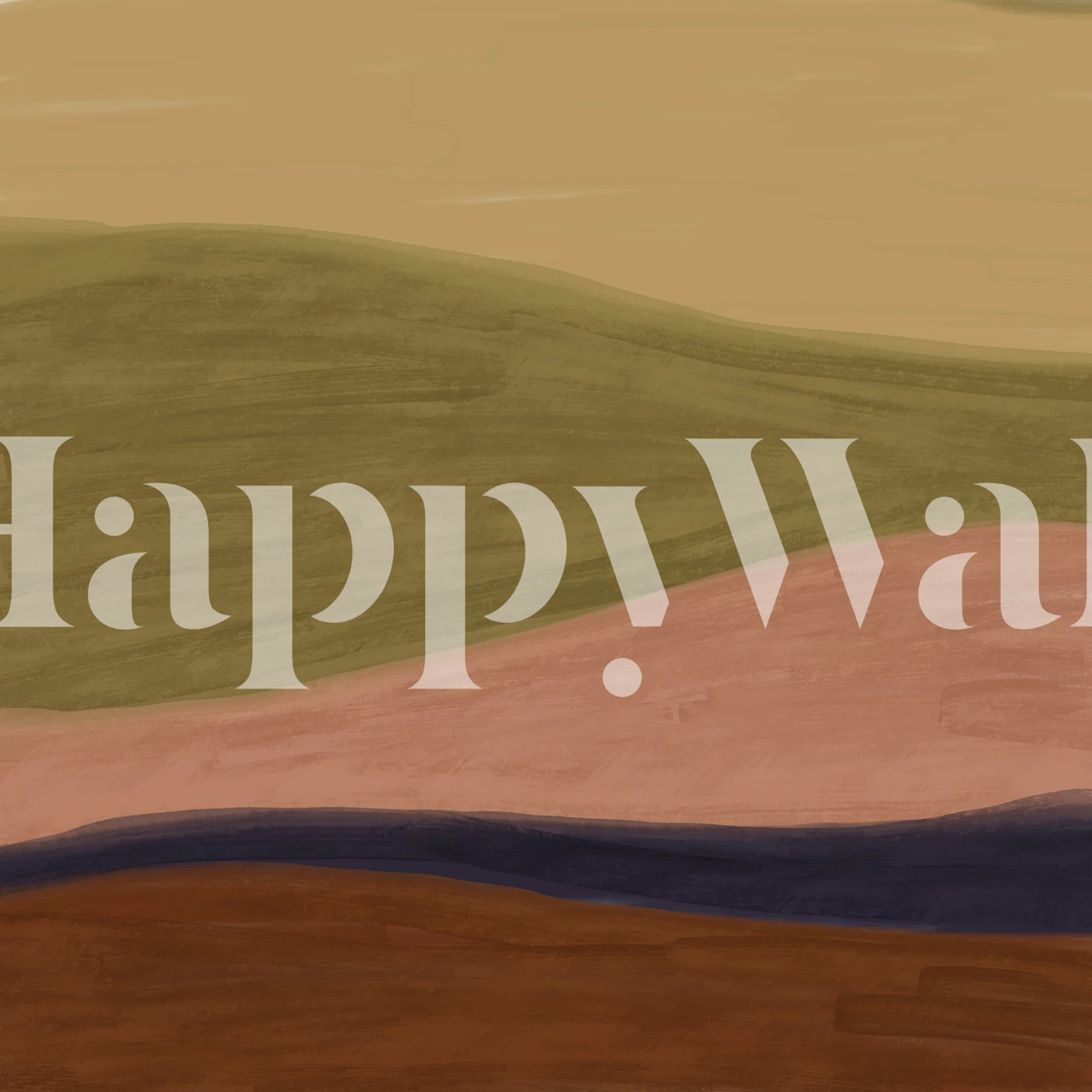 Layered hills wallpaper in a warm toned room