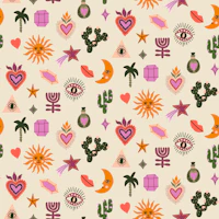 Boho Celestial Icon Toss Marigold Cream behang