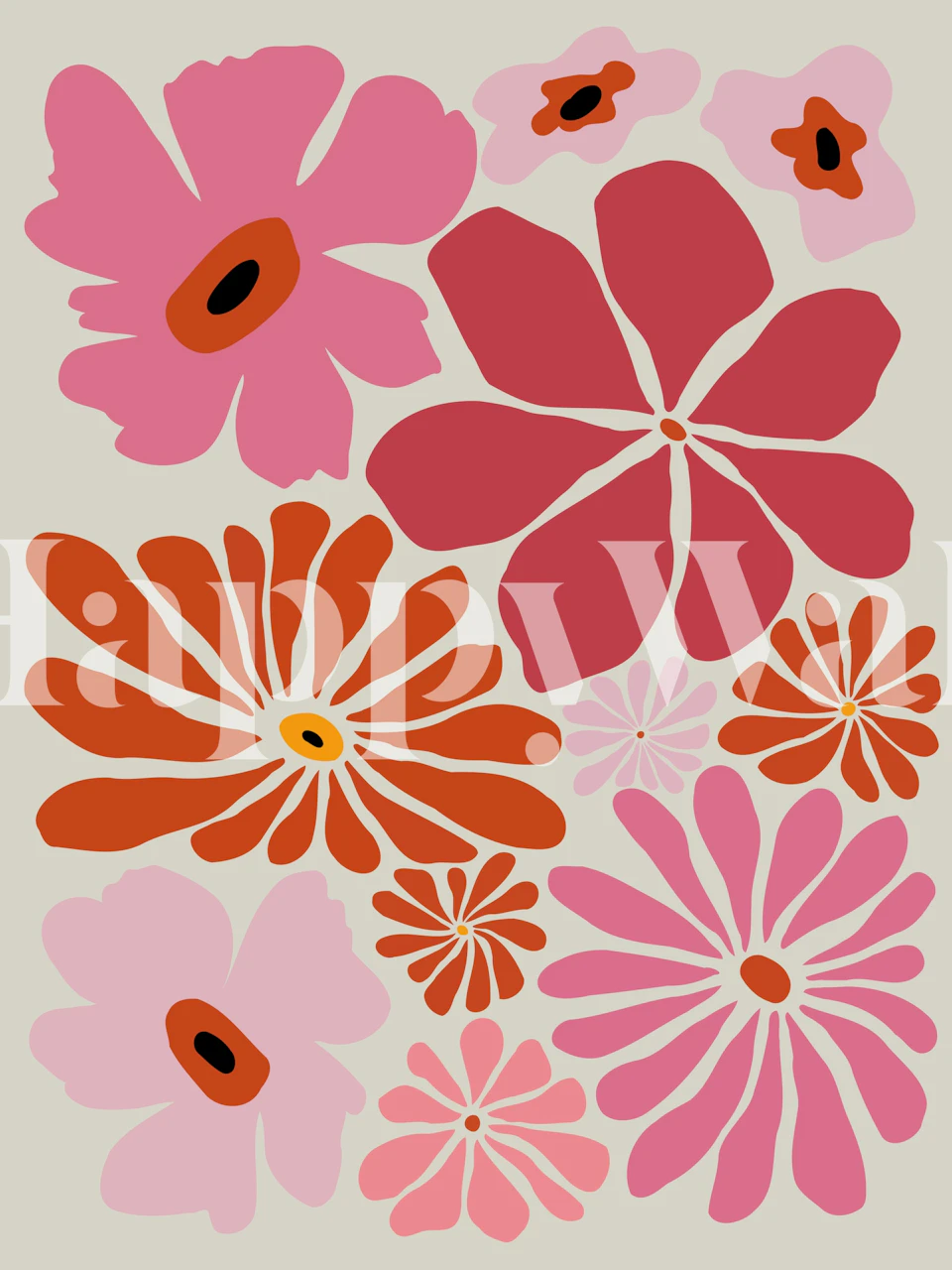 Autumn garden floral wallpaper in a beige room