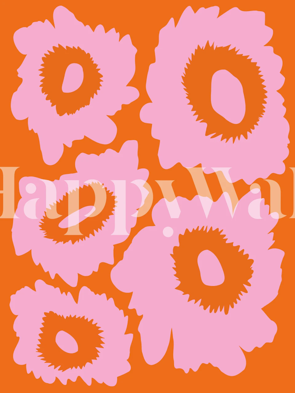 Pink floral wallpaper in a modern room