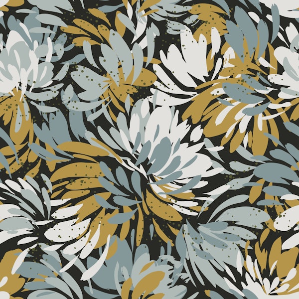 Lush Tropical Foliage Gray Blue