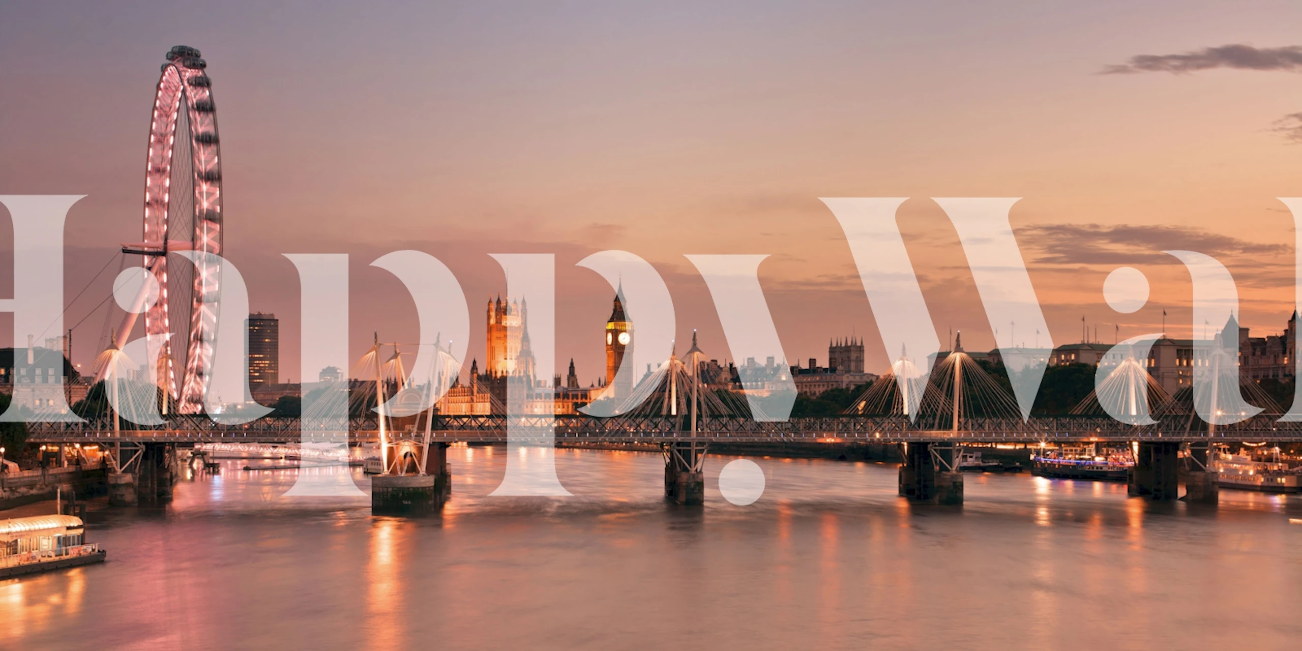 London skyline sunset wallpaper in a modern room