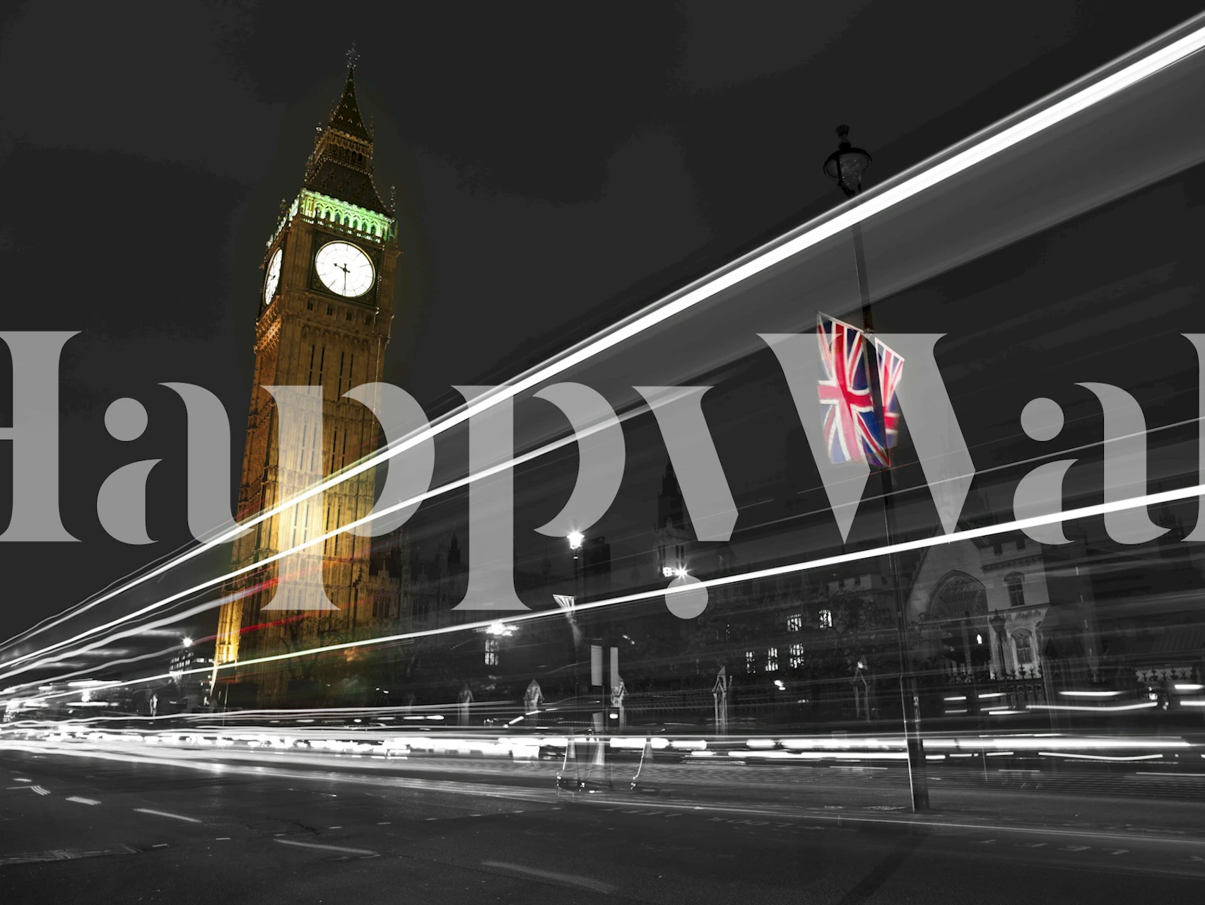 London clock tower wallpaper in a modern room