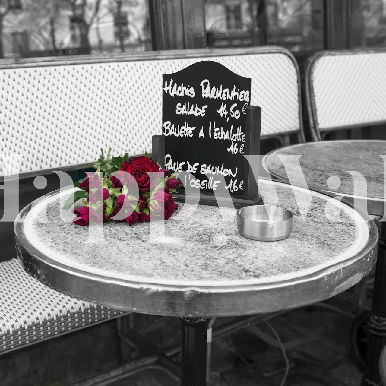 Paris cafe table wallpaper in a dining room
