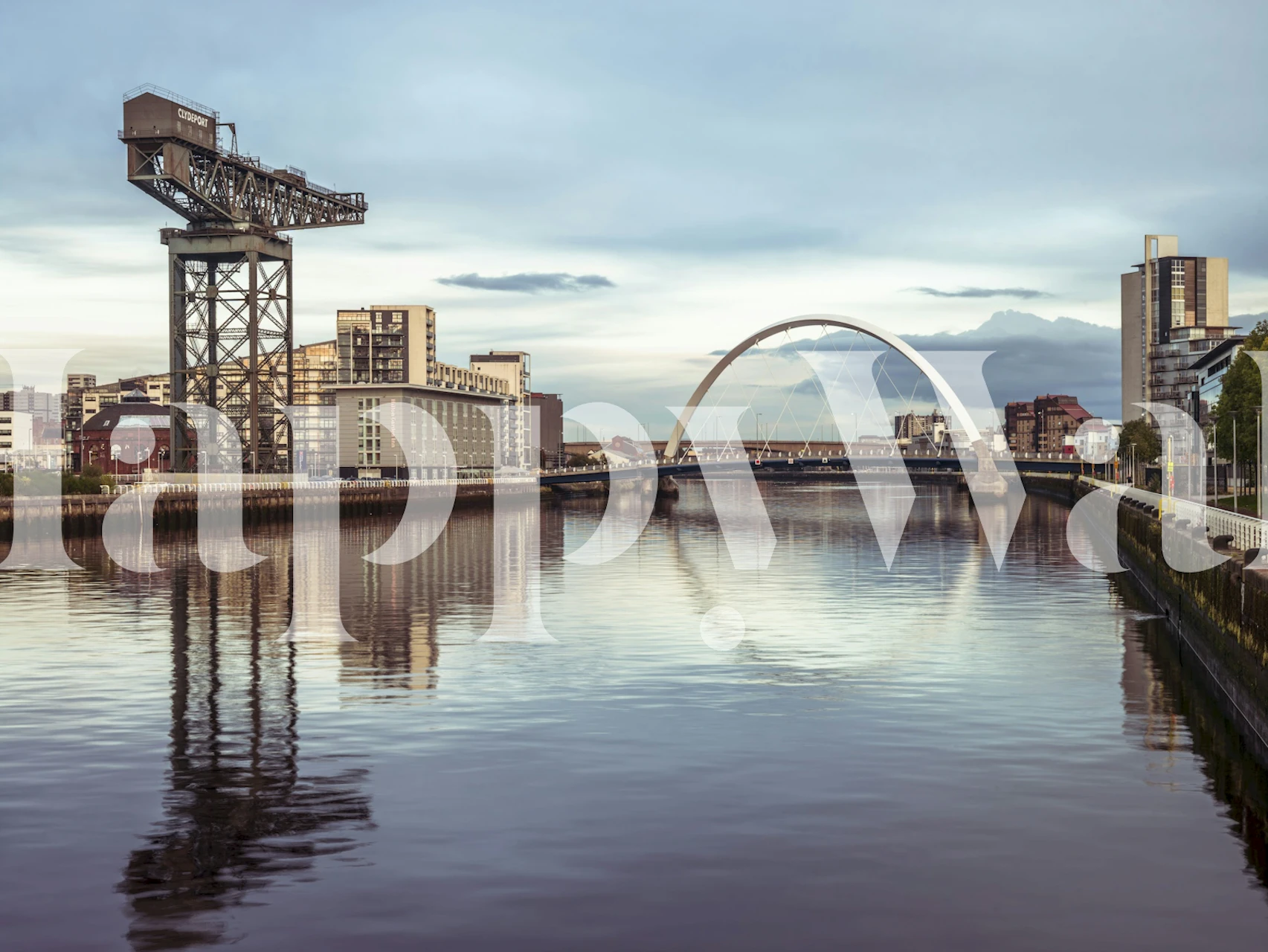 River Clyde cityscape wallpaper in a modern room