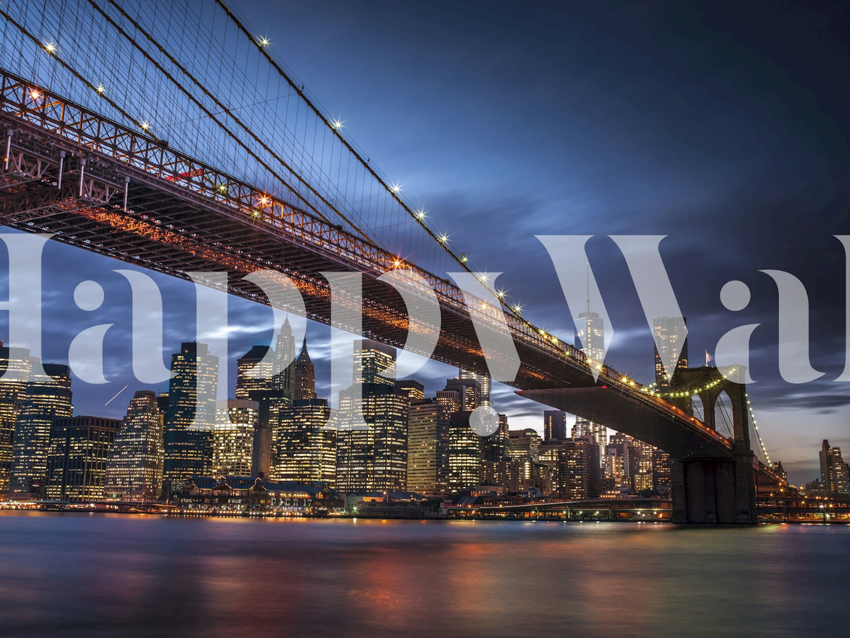 Brooklyn Bridge skyline wallpaper in a modern room