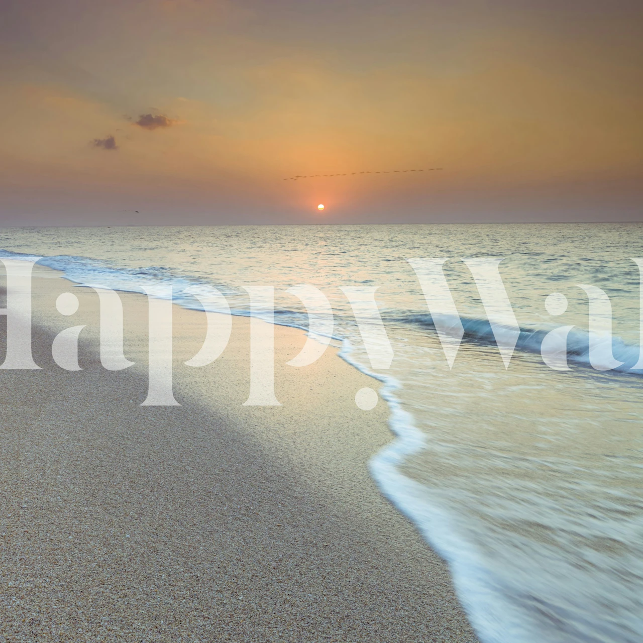 Pastel beach wallpaper in a calm room