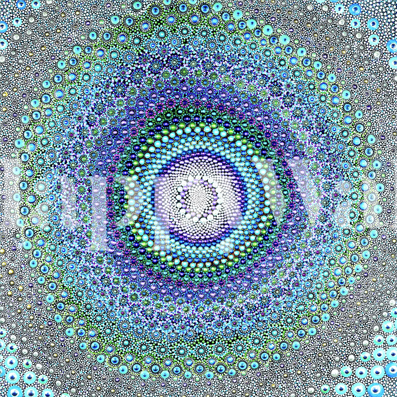 Colorful geometric mandala pattern with blue and green tones wallpaper