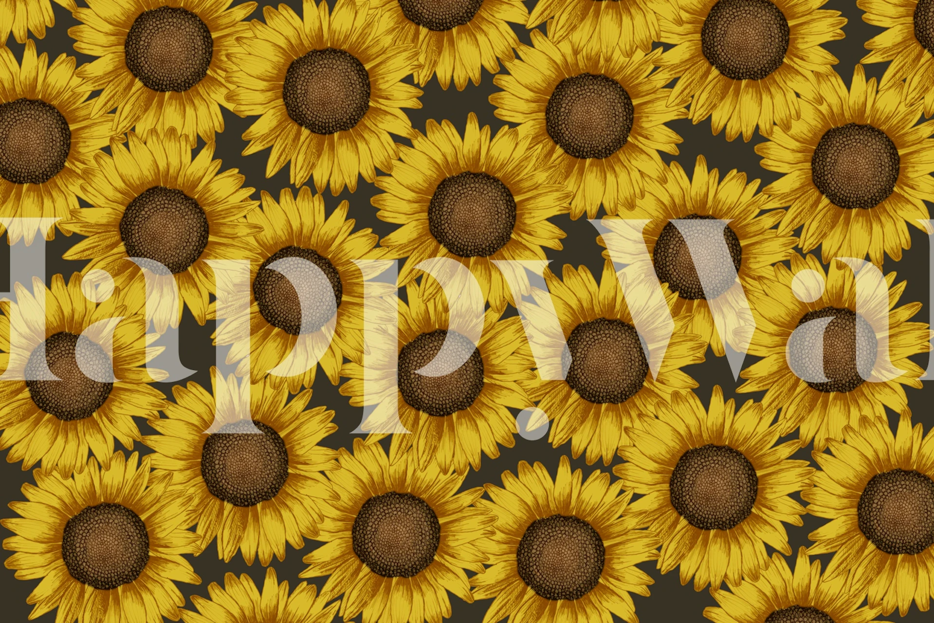 Yellow sunflower wallpaper in a room