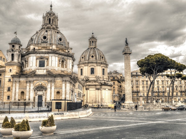 Historic Rome Piazza Under Clouds