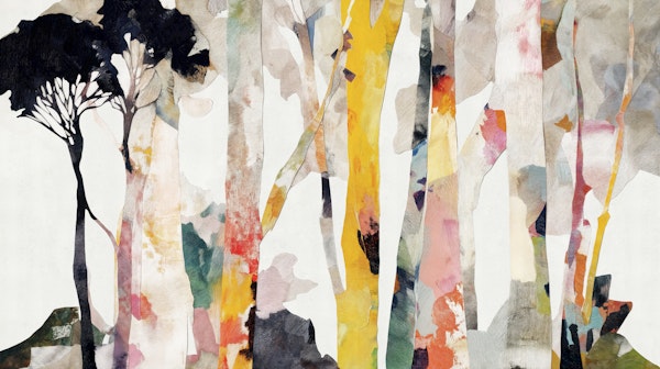Colorful Tree Trunks Art