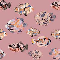 Tropical Fish on Pink wallpaper
