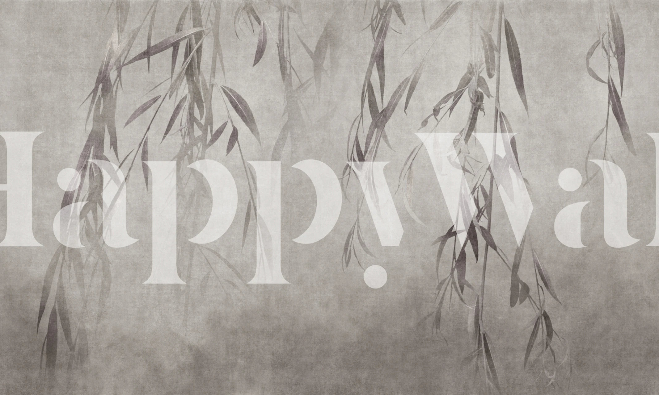 Weeping tree branches wallpaper in a neutral room