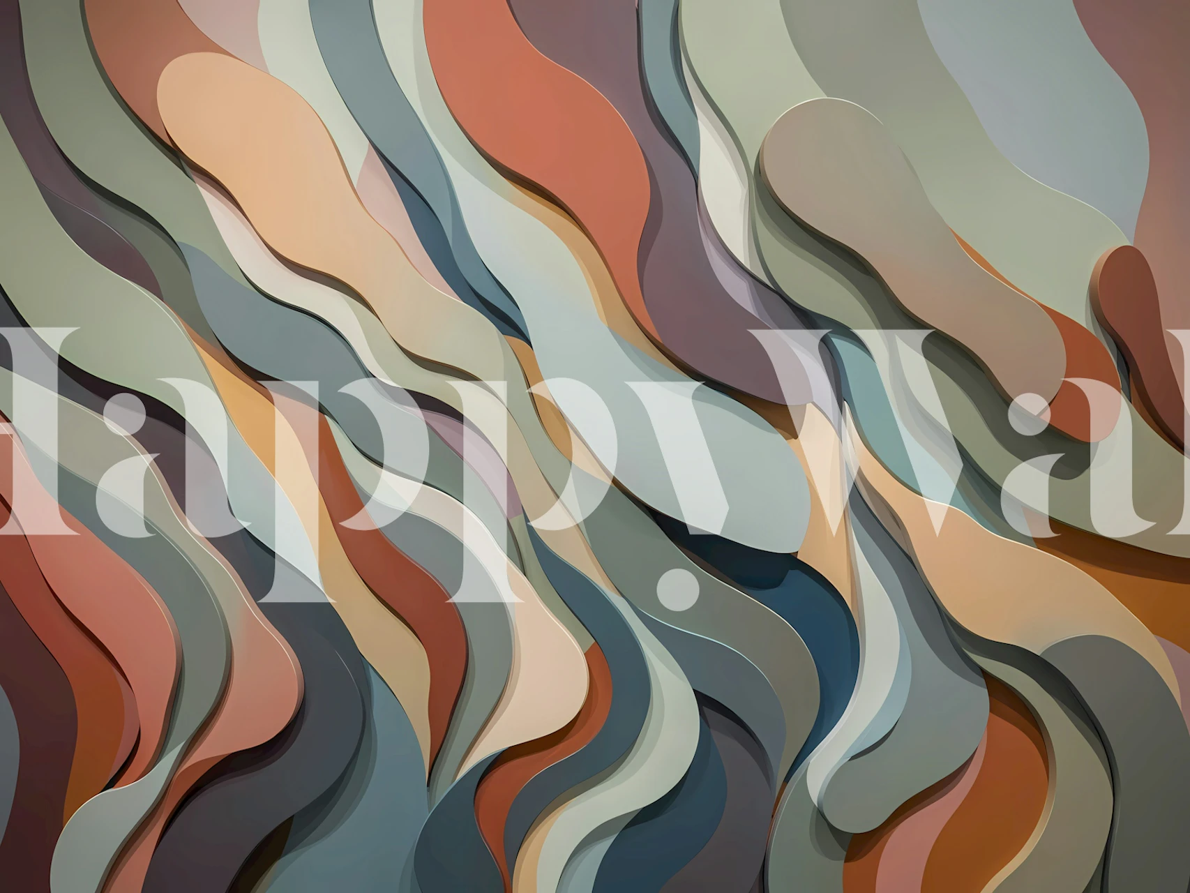 Organic waves wallpaper in a modern room