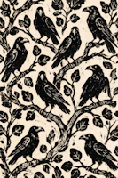 Midnight Ravens Botanical tapet