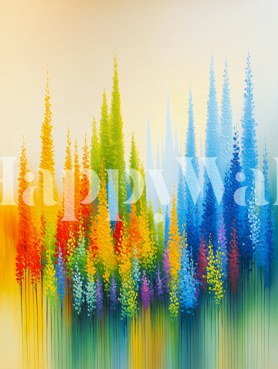 Rainbow forest wallpaper in a styled room