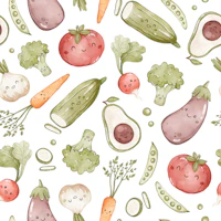 Happy Veggies - white wallpaper