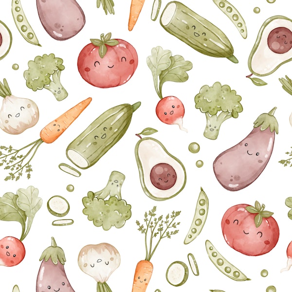 Happy Veggies - white