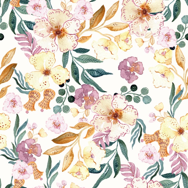 Watercolor Blush Wildflowers