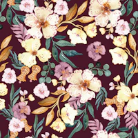 Watercolor Burgundy Wildflowers wallpaper