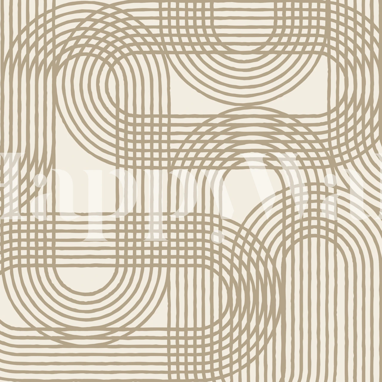 Neutral geometric line wallpaper in a modern room