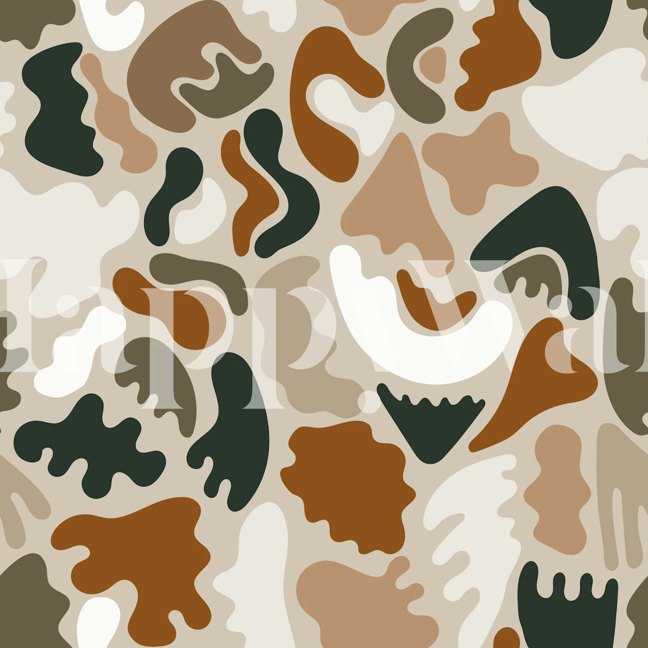 Earth tone camo abstract wallpaper in a room