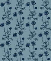 Floral Botanical Wild Daisies Dusty Blue behang