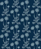 Floral Botanical Wild Daisies Navy Blue wallpaper