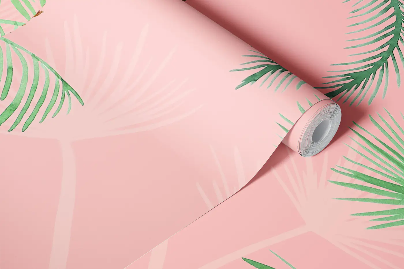 Palm Oasis Soft Pink wallpaper roll