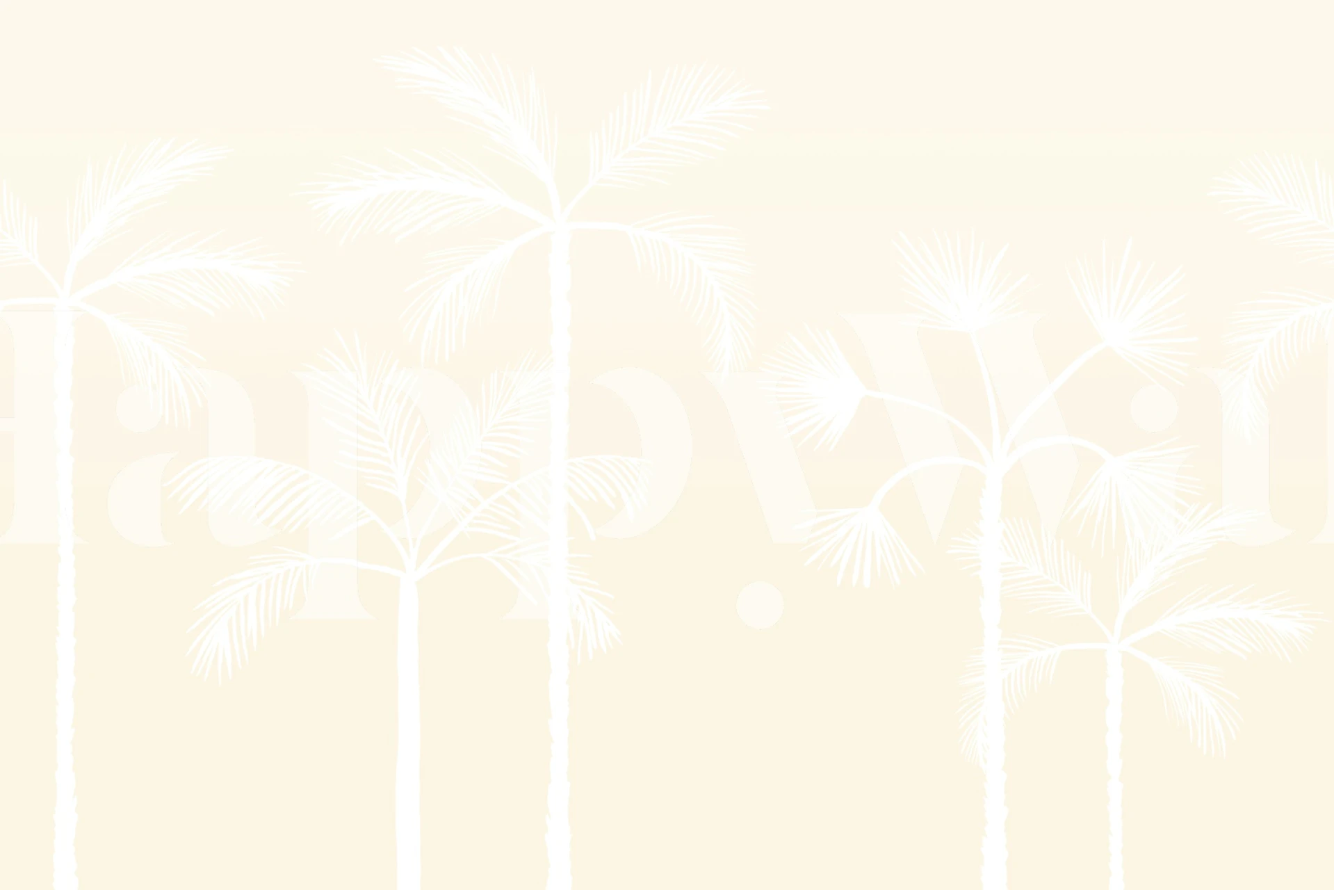Beige room with white coastal palm wallpaper