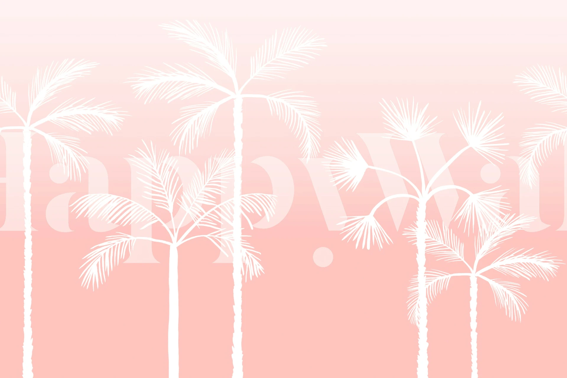 Pink palm tree wallpaper in a bright room