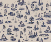 Nordic Coastal Toile Blue wallpaper