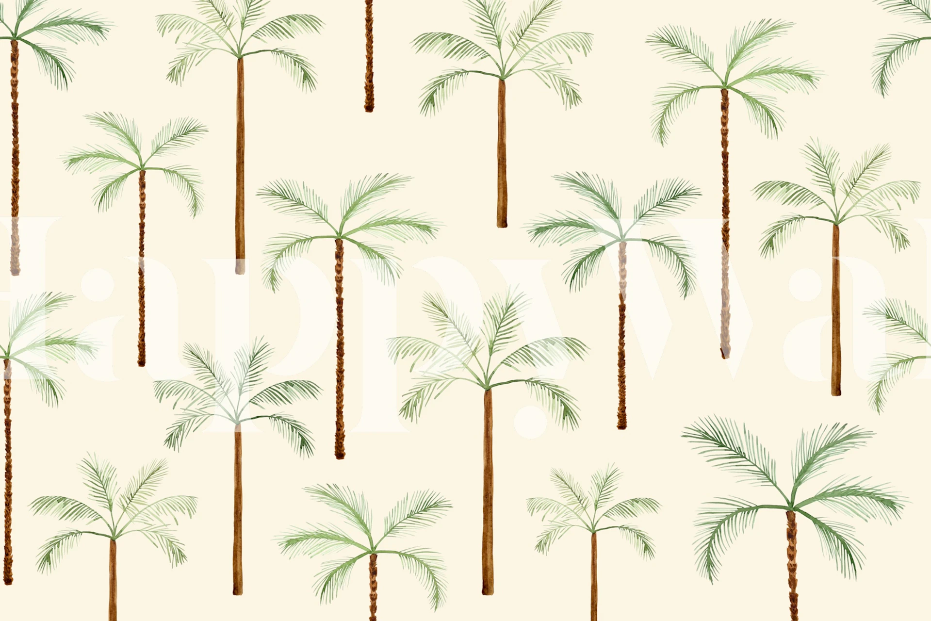Beige room with tropical palm tree wallpaper