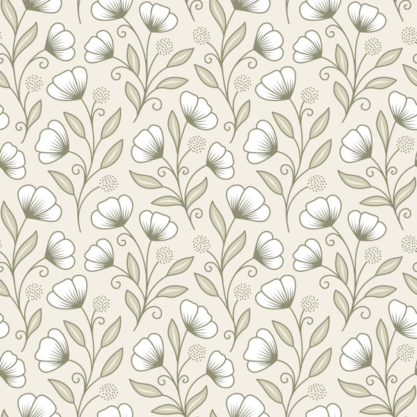 Soft Botanical Floral Linework Sage