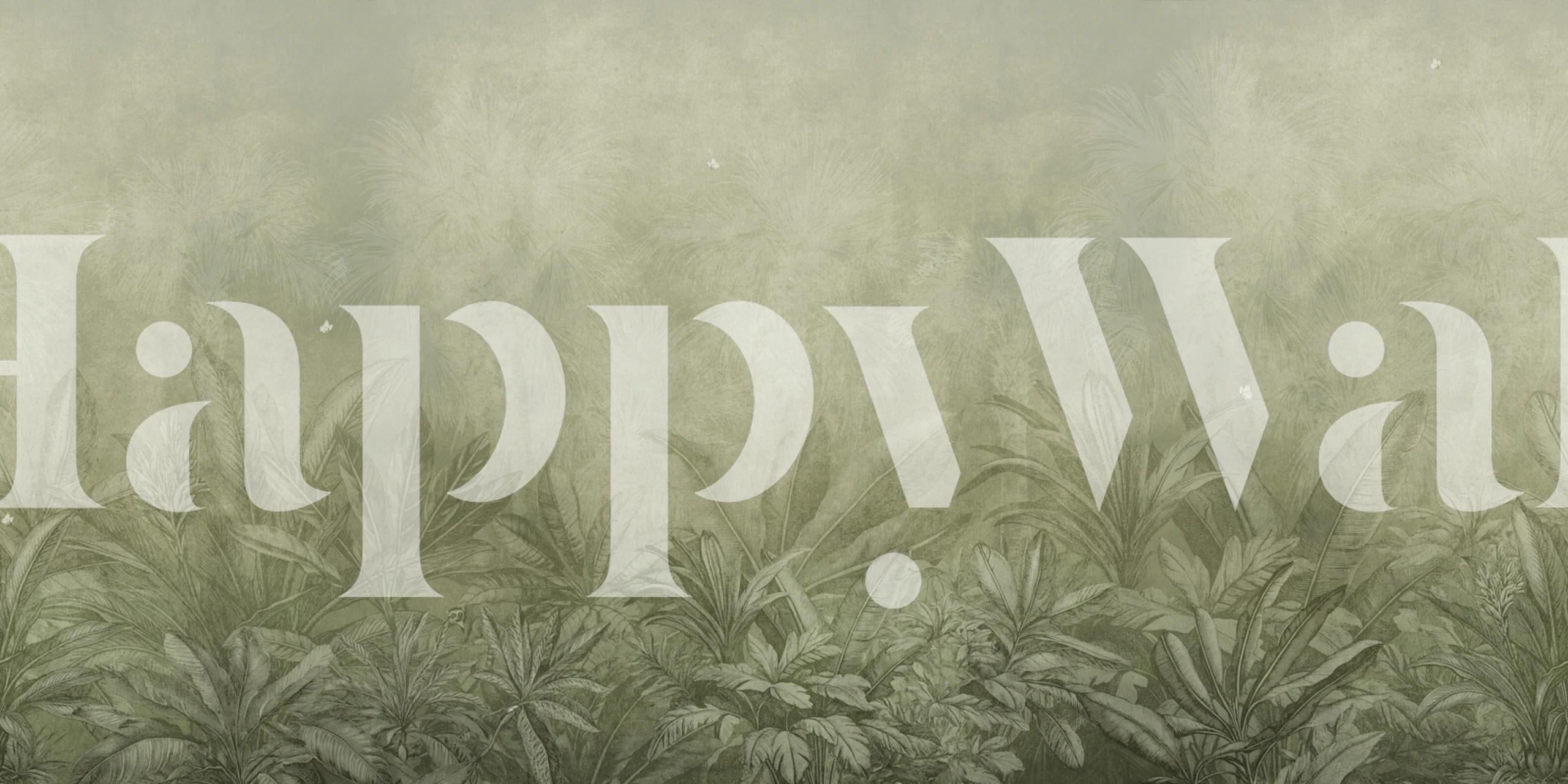 Olive jungle wallpaper in a calm room