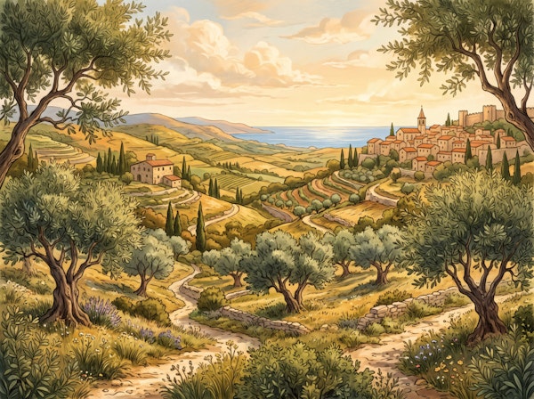 Mediterranean Olive Grove Hills