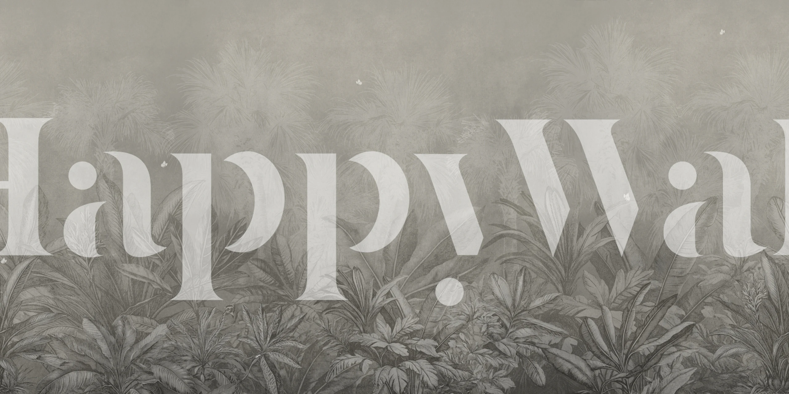 Misty jungle wallpaper in a grey room