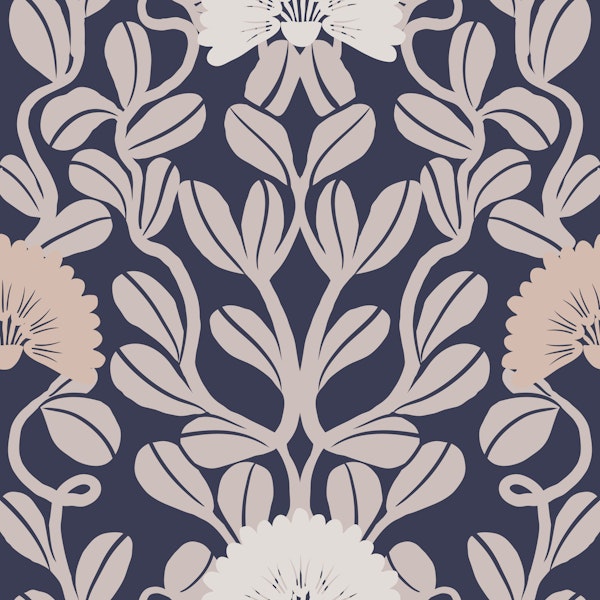 Navy Botanical Damask
