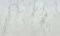 Nosara weeping branches and leaves turquoise wallpaper