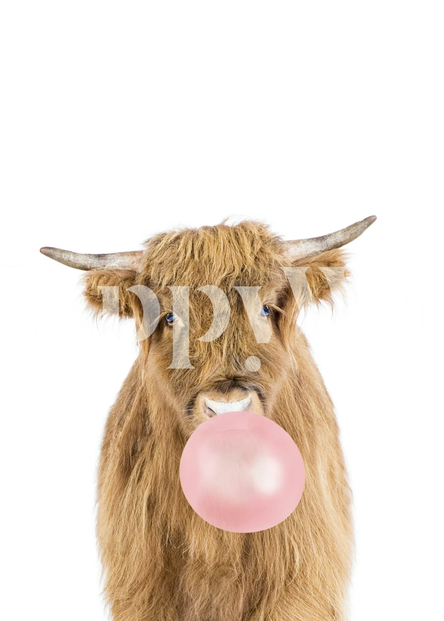 Bubble gum cow tapet i et moderne rom