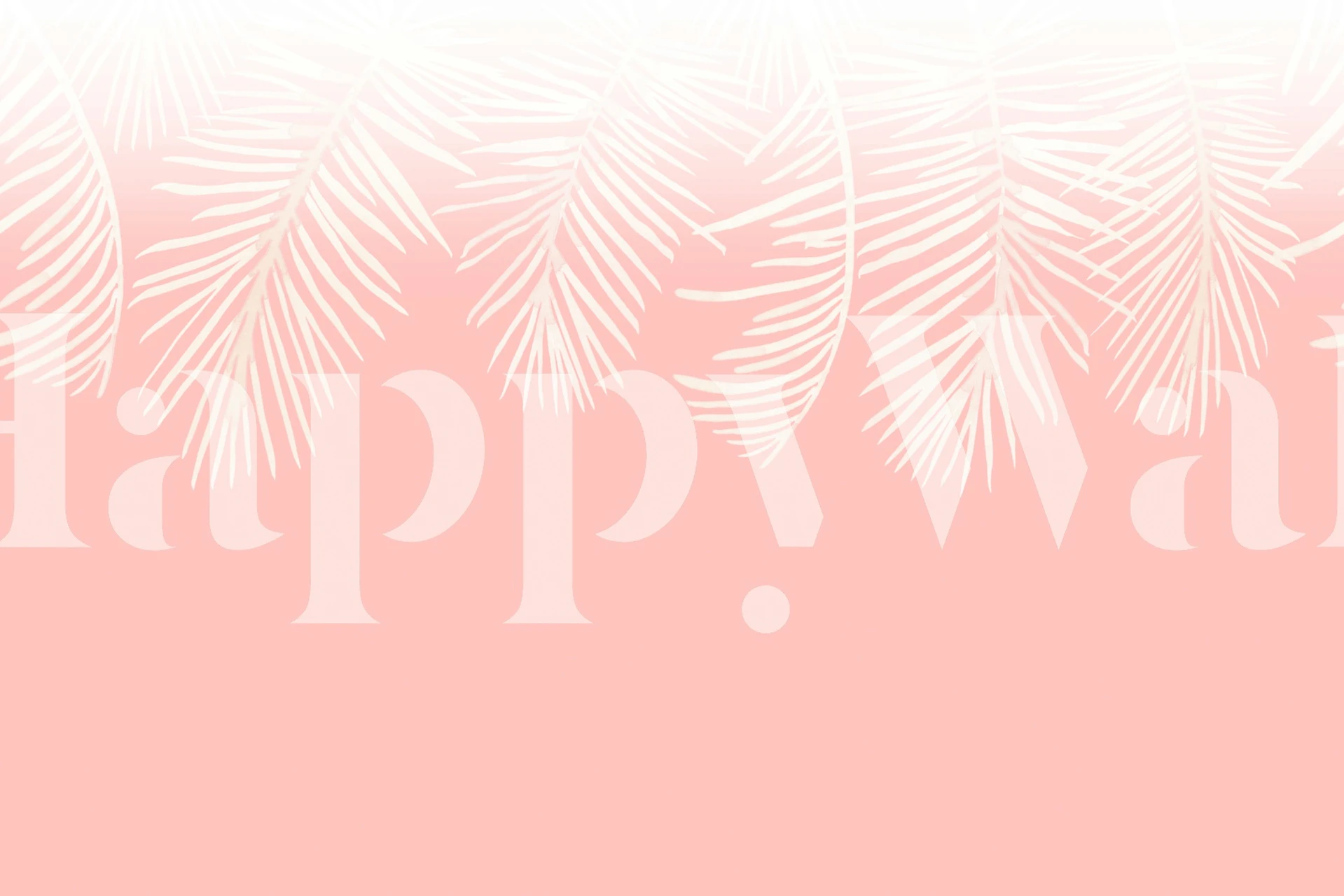 Blush palm leaf wallpaper in a soft pink room