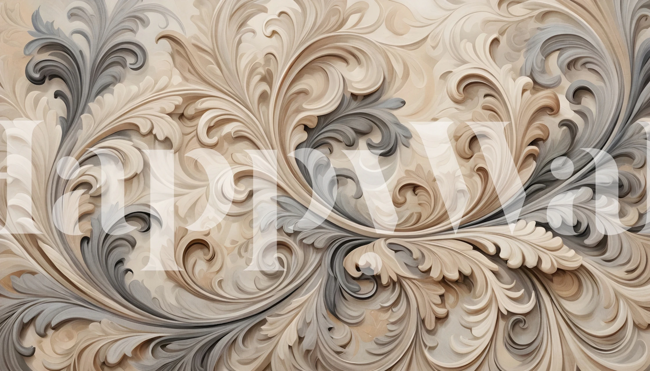 Champagne Baroque Scrolls wallpaper
