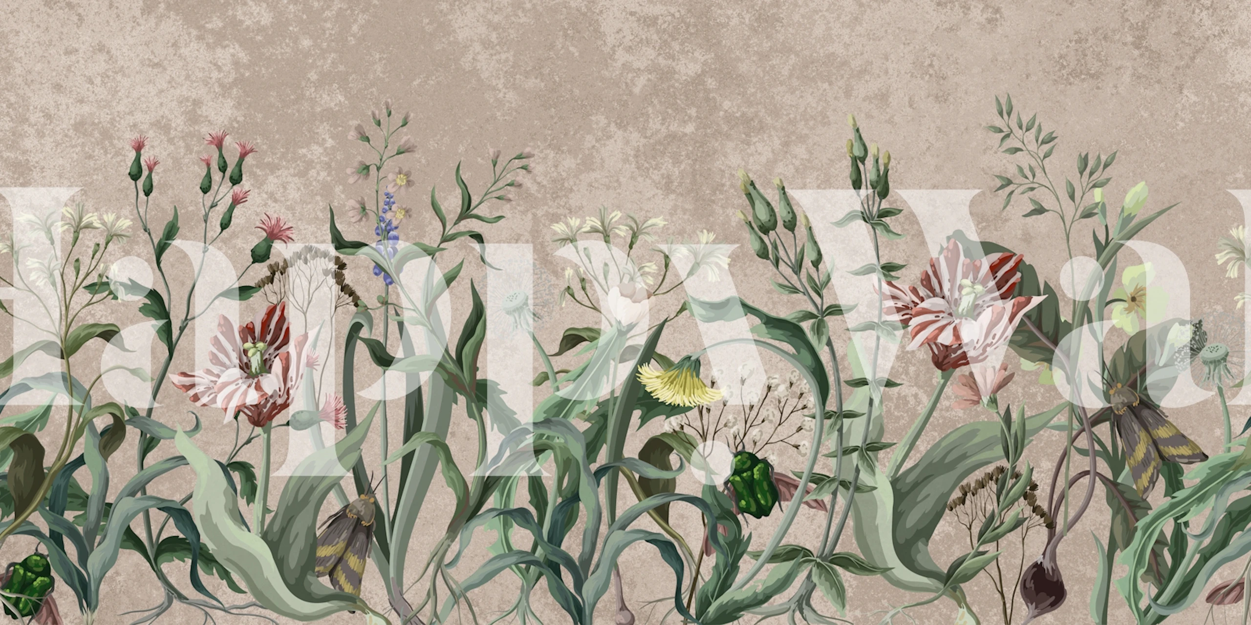 Tapeta Moody Wildflower Garden w pokoju